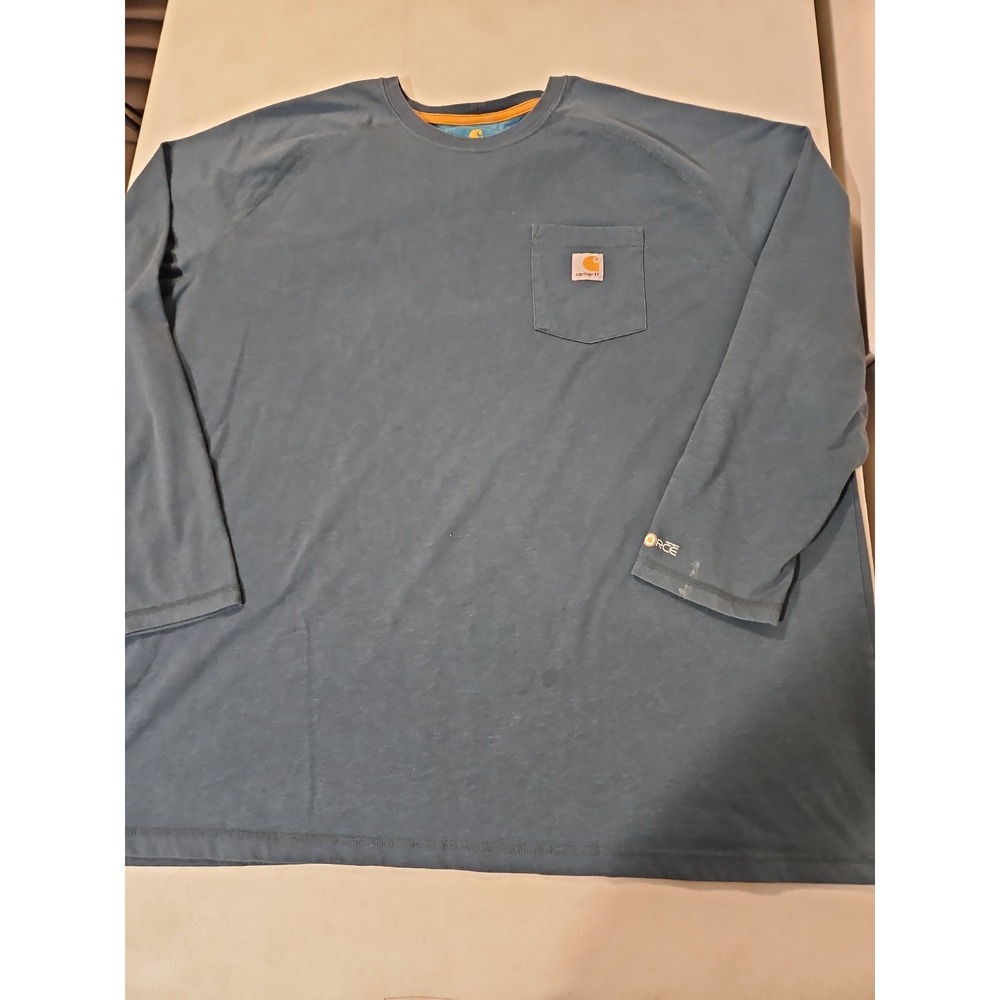 Carhartt Force Relaxed Fit T-Shirt Mens 3XL Blue Long Sleeve Pocket Tee(314